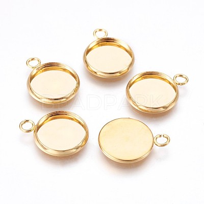 304 Stainless Steel Pendant Cabochon Settings STAS-P220-11G-01-1