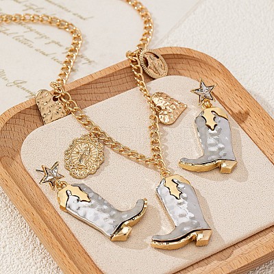Cowboy Boots Zinc Alloy Earrings & Necklaces Sets for Women FS-WGC30FE-01-1