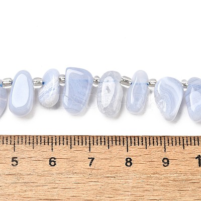 Natural Blue Lace Agate Spike Slice Beads Strands G-NH0046-B01-01-1
