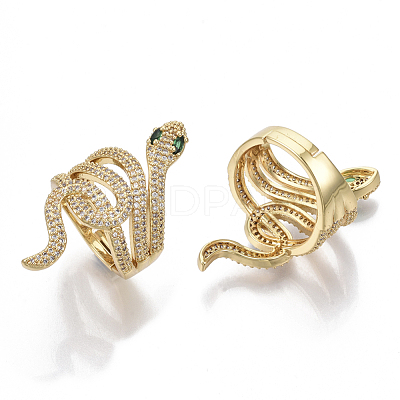 Adjustable Brass Micro Pave Cubic Zirconia Finger Rings ZIRC-R019-004-NF-1