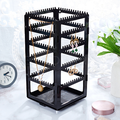 360 Degree Plastic Rotating Jewelry Organizer Display Stands EDIS-WH0022-11B-1