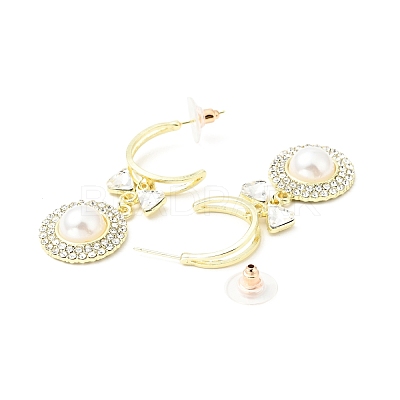 Crystal Rhinestone Dangle Stud Earrings with Imitation Pearl EJEW-C037-02B-LG-1