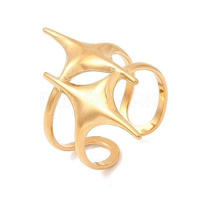 304 Stainless Steel Cuff Open Rings for Women RJEW-L342-02G-1