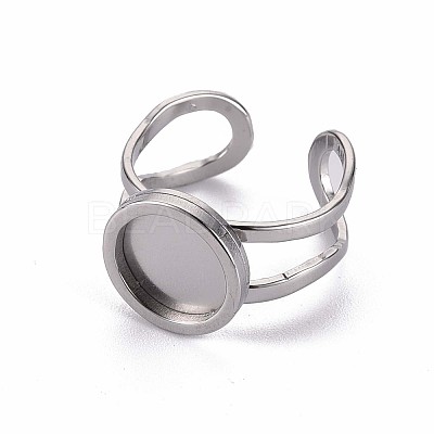 Non-Tarnish 201 Stainless Steel Cuff Pad Ring Settings X-STAS-S080-040A-P-1