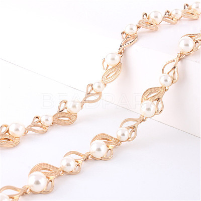 Leaf Alloy & Plastic Pearl Link Chain Waist Belly Chains for Women FS-WGE56DF-01-1
