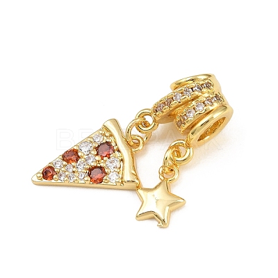 Brass Micro Pave Orange Red Cubic Zirconia Pendants CU-CBAD306-15G-1