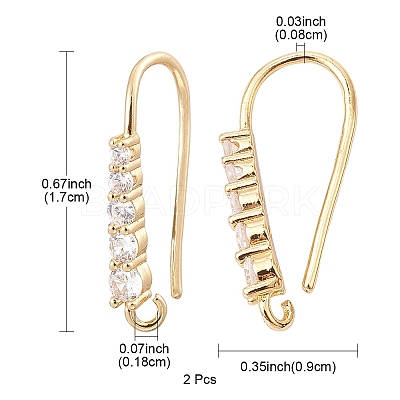 Brass Micro Pave Clear Cubic Zirconia Earring Hooks ZIRC-YW0001-04G-1