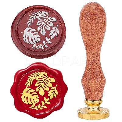 Brass Wax Seal Stamps with Wood Handle AJEW-WH0412-0131-1