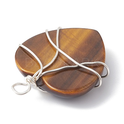 Natural Mixed Stone Copper Wire Wrapped Pendants PALLOY-JF02148-1
