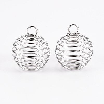 Iron Wire Spiral Bead Cages X-IFIN-R231-14mm-P-1
