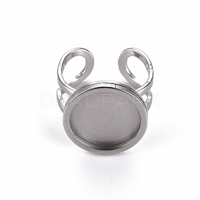 Non-Tarnish 201 Stainless Steel Cuff Pad Ring Settings X-STAS-S080-040C-P-1