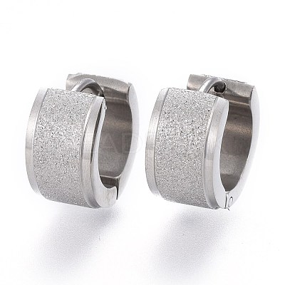 Tarnish Resistant Textured 304 Stainless Steel Huggie Hoop Earrings EJEW-L252-017P-1