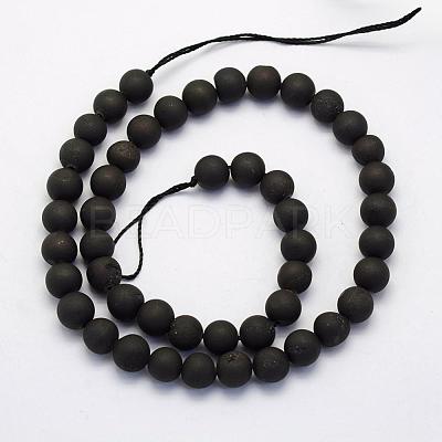 Electroplate Natural Druzy Agate Beads Strands G-G708-6mm-09-1