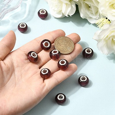 Handmade Silver Foil Glass European Beads X-LPDL-R008-02-1