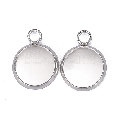 304 Stainless Steel Pendant Cabochon Settings STAS-F191-14S-B-1