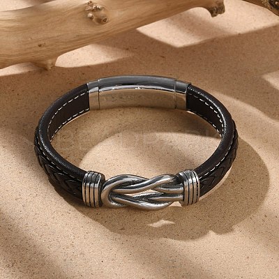 Braided Microfiber Leather Cord Bracelets for Men BJEW-Z081-03P-02-1