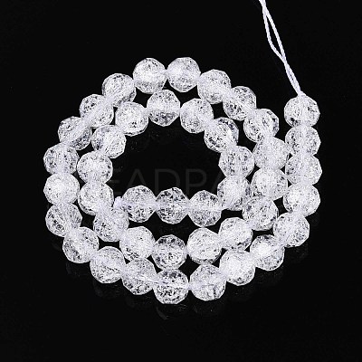Transparent Crackle Glass Beads Strands GLAA-N053-8mm-11-1