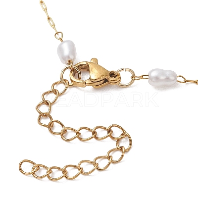 316 Surgical Stainless Steel with Plastic Imitation Pearl Handmade Link Chain Bracelet Making AJEW-JB01589-1