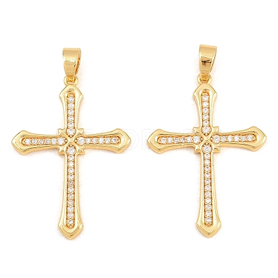 Easter Brass Micro Pave Clear Cubic Zirconia Pendants ZIRC-F148-14C-G-1