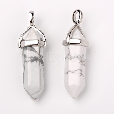 Natural Howlite Double Terminated Pointed Pendants G-F295-04F-1