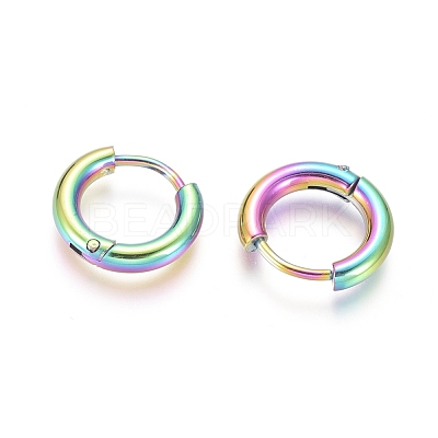 Ion Plating(IP) 304 Stainless Steel Huggie Hoop Earrings EJEW-F111B-13mm-Y-1
