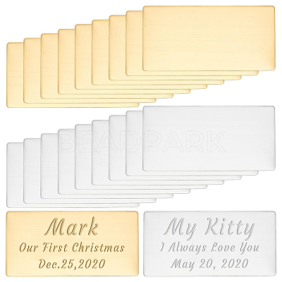 20Pcs 2 Colors Self-adhesive 201 Stainless Steel Type Business Cards AJEW-UN0002-30A-1