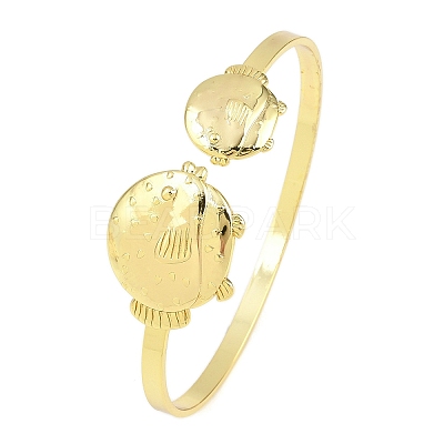Marine Organism Brass Cuff Bangles for Women BJEW-D368-03B-G-1