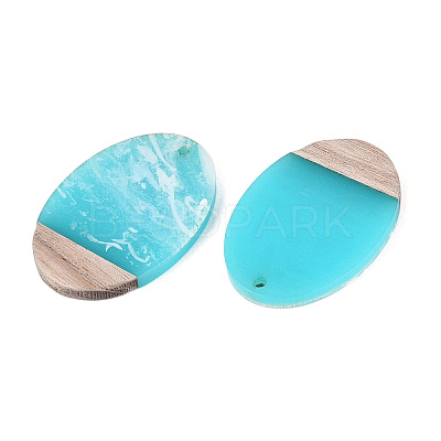 14Pcs 7 Styles Opaque Resin & Ash Wood Pendants RESI-N053-13-1