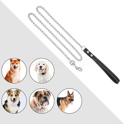 3Pcs 3 Style Iron Curb Chains & PU Leather Handles Ropes AJEW-CA0001-69-1