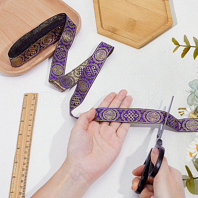 Ethnic Style Polyester Jacquard Ribbon OCOR-WH0078-478B-05-1