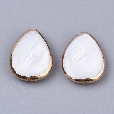 Edge Golden Plated Freshwater Shell Beads SHEL-S276-46-1