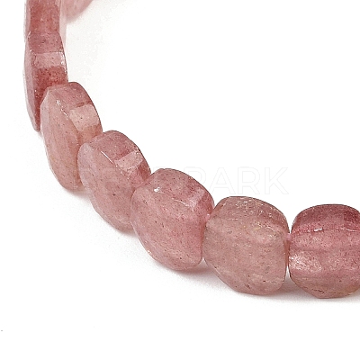 Natural Strawberry Quartz Oval Beaded Stretch Bracelet G-E010-01-12-1