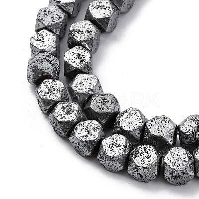 Electroplated Natural Lava Rock Beads Strands G-A256-C01-01D-1