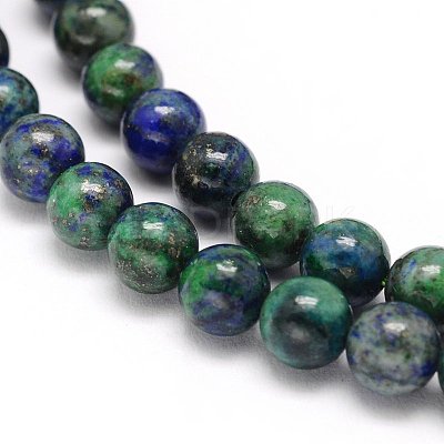 Natural Chrysocolla and Lapis Lazuli Beads Strands X-G-M279-08-4mm-1