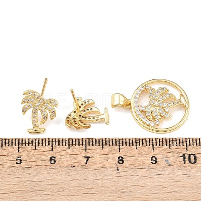 Brass Micro Pave Cubic Zirconia Pendant & Stud Earrings Sets for Women SJEW-F227-01K-G-1