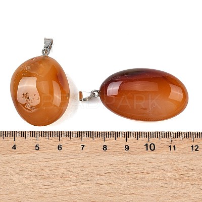 Natural Red Agate Tumbled Stone Pendants GG-K002-06I-1