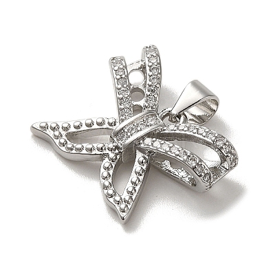 Rack Plating Brass Micro Pave Clear Cubic Zirconia Pendants KK-R158-06P-1