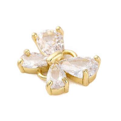 Brass Clear Cubic Zirconia Connector Charms/Links LS-FIND-L019-07G-04-1