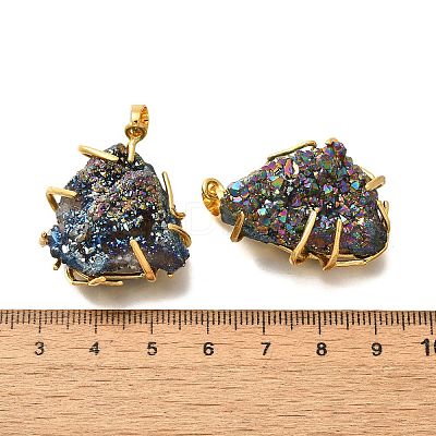 Electroplated Natural Druzy Agate Pendants G-K338-45G-06-1