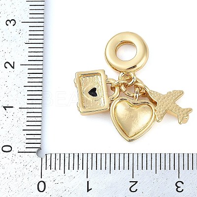 Rack Plating Brass Clear Cubic Zirconia European Dangle Charms KK-P287-18B-G-1