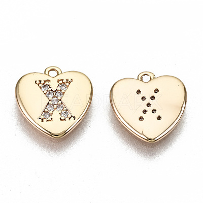 Brass Micro Pave Clear Cubic Zirconia Charms KK-N231-234X-NF-1