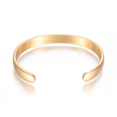 Ion Plating(IP) 304 Stainless Steel Cuff Bangles STAS-I110-10-4mm-G-1