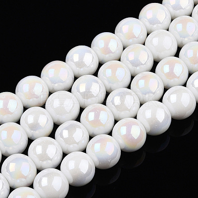 Electroplate Opaque Glass Beads Strands LS-GLAA-T032-P10mm-AB02-1