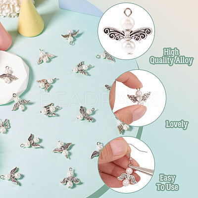 20Pcs 20 Style Glass Pearl Pendants PALLOY-TAC0142-1