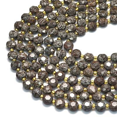 Natural Red Snowflake Obsidian Beads Strands G-C116-A11-02-1