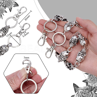 Skull Zinc Alloy Link Chain Belts AJEW-WH0070-24AS-1