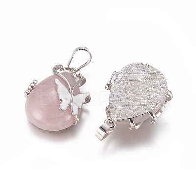 Natural Rose Quartz Pendants G-K296-B05-1