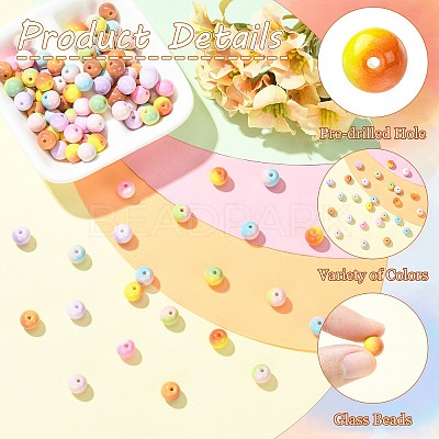 100Pcs Two-tone Opaque Spray Painted Glass Beads GLAA-CJ0002-94-1