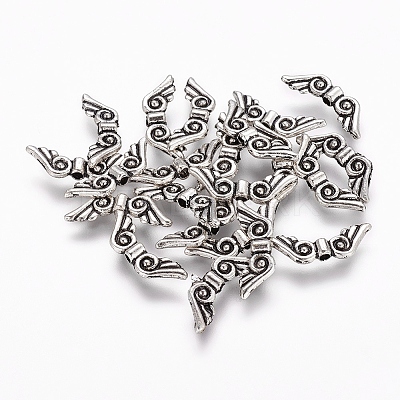 Tibetan Style Alloy Angel Wing Beads LS-TIBEB-4999-AS-NR-1