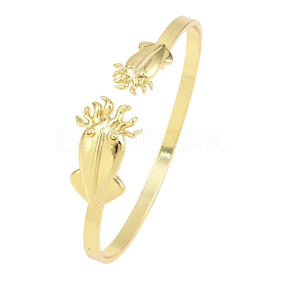 Marine Organism Brass Cuff Bangles for Women BJEW-D368-03M-G-1